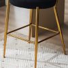 Black 2 Set Modern Teddy Fabric Upholstered Bar Stools