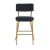 Black 2 Set Modern Teddy Fabric Upholstered Bar Stools