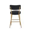 Black 2 Set Modern Teddy Fabric Upholstered Bar Stools